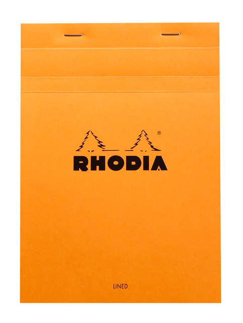 Schrijfblok Rhodia A5 lijn 80 vel 80gr met kantlijn oranje Schrijfblok Rhodia A5 lijn 80 vel 80gr met kantlijn oranje