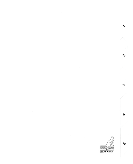 Tabbladen Kangaro 4-gaats PK405C 1-5 genummerd wit karton Tabbladen Kangaro 4-gaats PK405C 1-5 genummerd wit karton