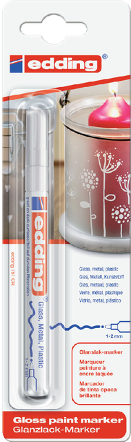 Paintmarker edding 751 op oliebasis 1-2mm wit blister à 1 stuk Paintmarker edding 751 op oliebasis 1-2mm wit blister à 1 stuk