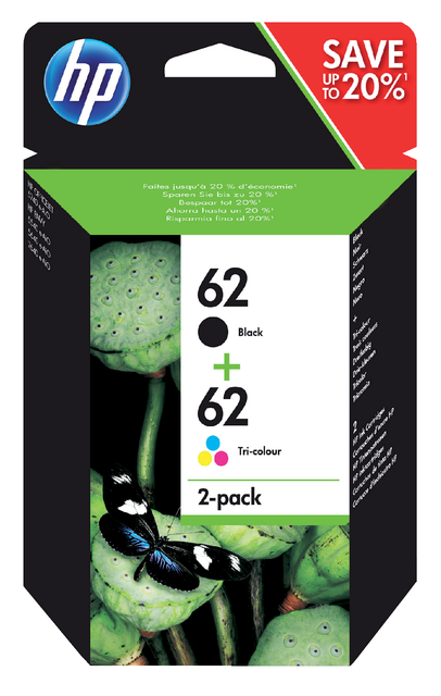 Inktcartridge HP N9J71AE 62  zwart + kleur Inktcartridge HP N9J71AE 62  zwart + kleur