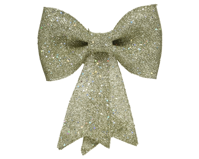 decoratieve strik, goudkleurig, glitter, stof, kerstdecoratie