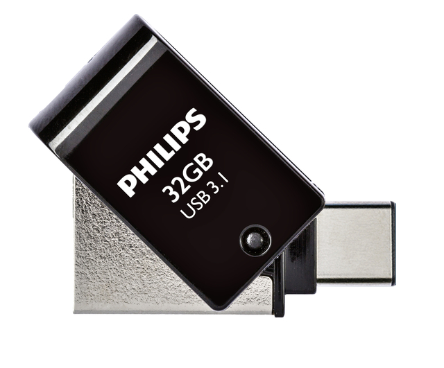 USB-stick 3.1 Philips USB-C 2-in-1 Midnight Black 32GB USB-stick 3.1 Philips USB-C 2-in-1 Midnight Black 32GB