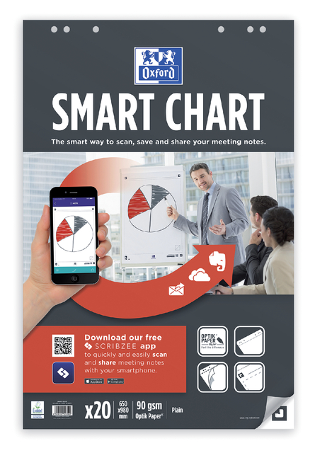 Flipoverpapier Oxford smart 650x980mm blanco 90 gram 20 vel