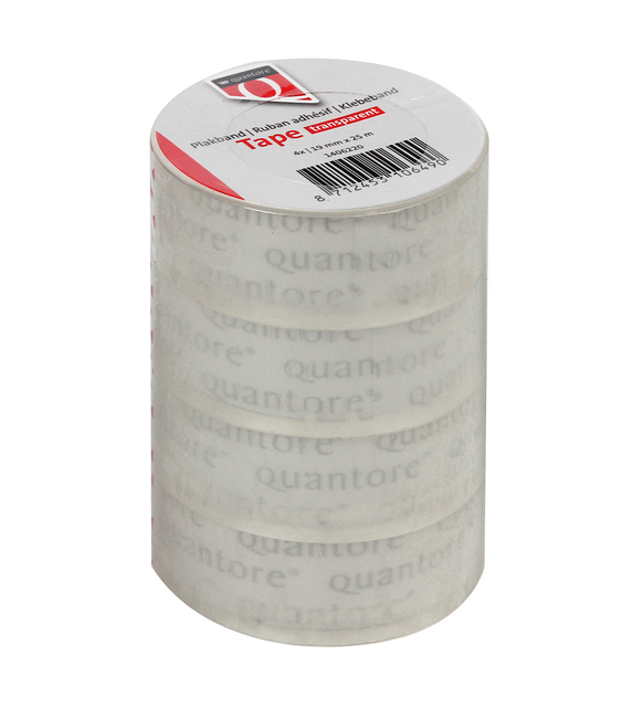 Plakband Quantore 19mmx25m transparant 4 rollen Plakband Quantore 19mmx25m transparant 4 rollen