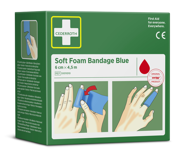 Bandage Cederroth Soft Foam 6cmx4,5m blauw Bandage Cederroth Soft Foam 6cmx4,5m blauw