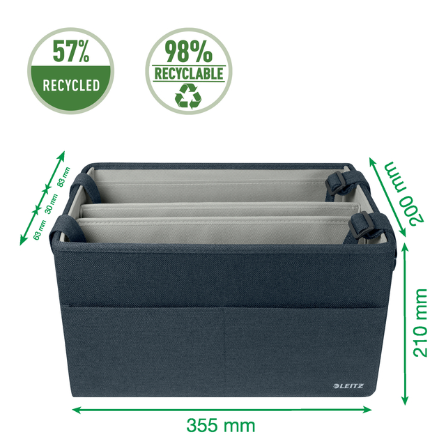 Opbergtas Leitz gestoffeerd 200x210x355mm grijs