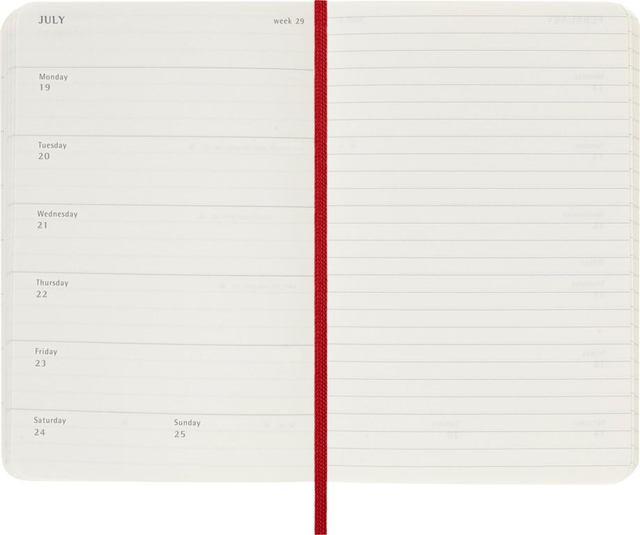 notitieblok, open notitieblok, planner, kalenderpagina, rode elastische band