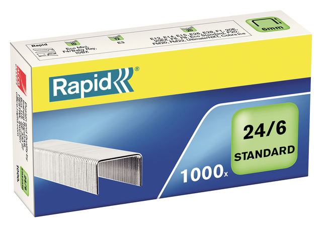 Nieten Rapid 24/6 gegalvaniseerd standaard 1000 stuks Nieten Rapid 24/6 gegalvaniseerd standaard 1000 stuks