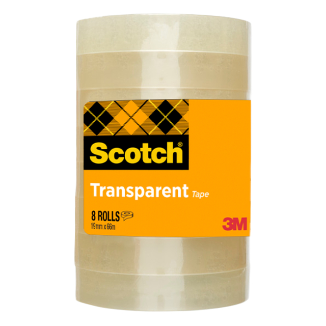 Plakband Scotch 508 19mmx66m transparant 8 rollen Plakband Scotch 508 19mmx66m transparant 8 rollen