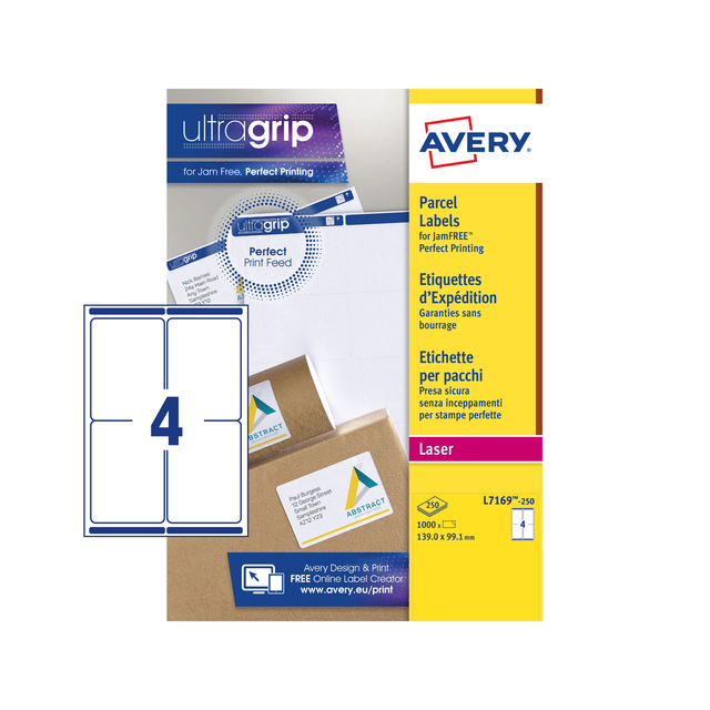 Etiket Avery L7169-250 99.1x139mm wit 1000 etiketten