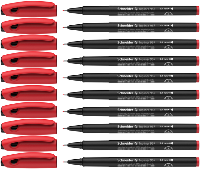 marker, pen, felt-tip, red and black, topliner 967