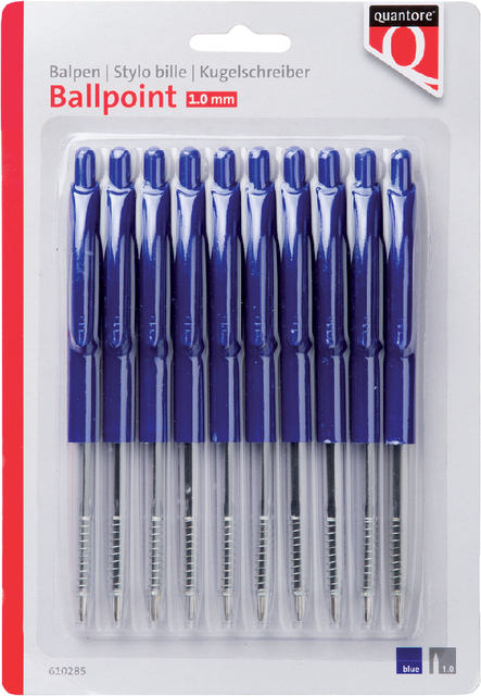 Balpen Quantore drukknop blauw 10 stuks Balpen Quantore drukknop blauw 10 stuks