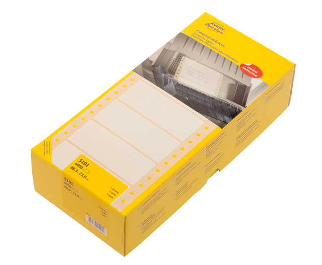 Etiket Avery Zweckform 5101 88.9x23mm 1-baans wit 6000stuks Etiket Avery Zweckform 5101 88.9x23mm 1-baans wit 6000stuks