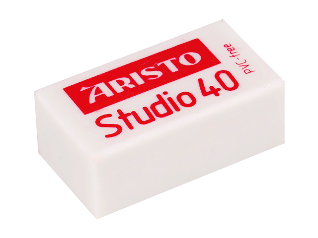 eraser, Studio 40, white, rectangular, plastic