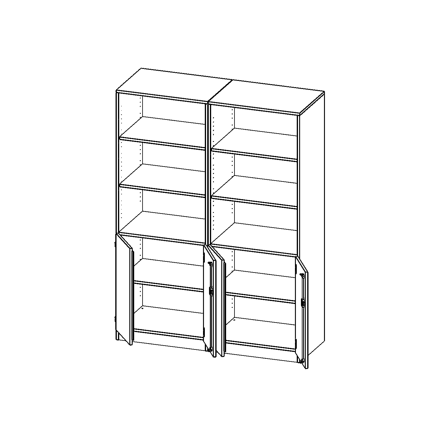 ErgoTray combikast, vier rijen, twee delen, 5 ordnerhoogtes - evo180 serie