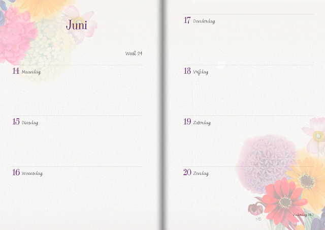 planner, agenda, week 24, calendar, juni