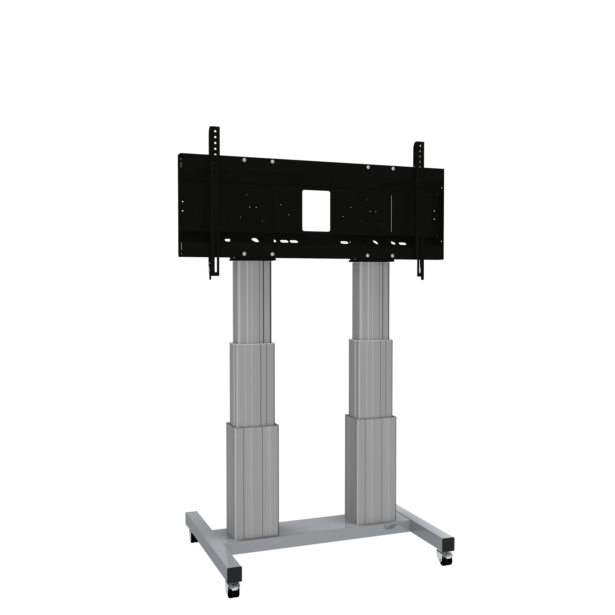 Elektrisch in hoogte verstelbare heavy duty XL tv-trolley, verrijdbaar monitorstatief met 70 cm slag
