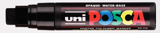 Paintmarker Uni POSCA PC17K extra breed rechthoek zwart Paintmarker Uni POSCA PC17K extra breed rechthoek zwart