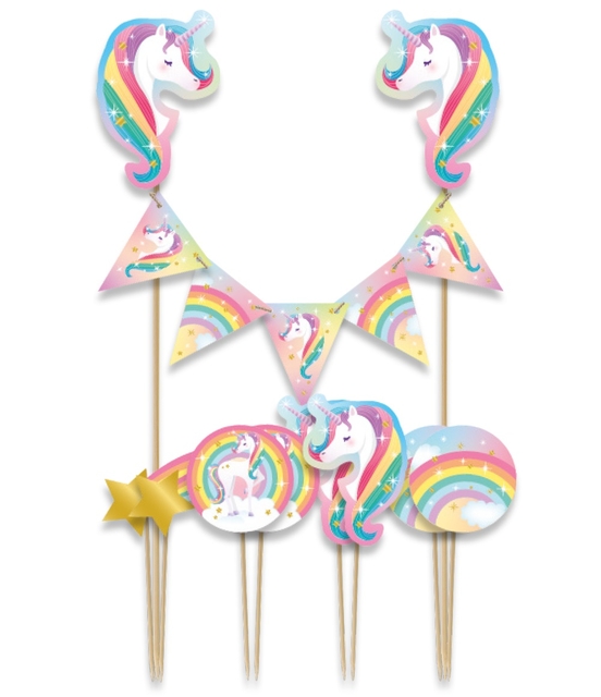 Cake decoratie Unicorn 9 stuks