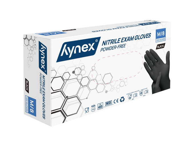 Handschoen Hynex M nitril zwart pak à 100 stuks Handschoen Hynex M nitril zwart pak à 100 stuks