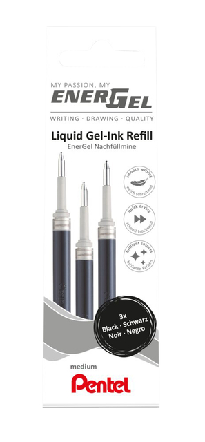 Gelschrijvervulling Pentel LR7 Energel medium zwart set à 3 stuks Gelschrijvervulling Pentel LR7 Energel medium zwart set à 3 stuks