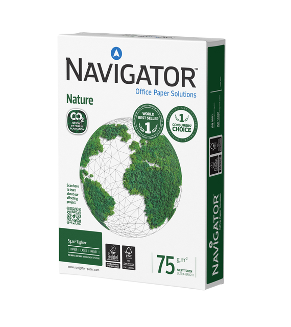 Kopieerpapier Navigator Nature A4 75gr wit 500 vel Kopieerpapier Navigator Nature A4 75gr wit 500 vel