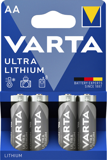 Batterij Varta Ultra lithium 4x AA Batterij Varta Ultra lithium 4x AA