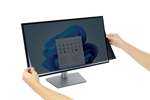 computermonitor, touchscreen, breedbeeldscherm, zwarte rand, zilveren voet