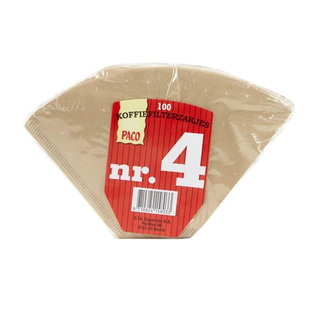 Koffiefilter Paco bruin nummer 4 100 stuks Koffiefilter Paco bruin nummer 4 100 stuks