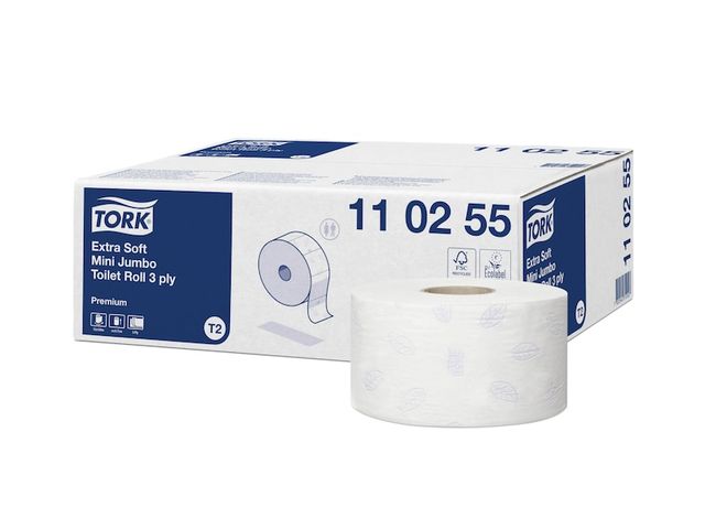 Tork Jumbo Toiletpapier Extra Zacht Mini T2 Wit 3lgs12x120m