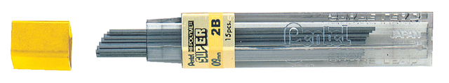 Potloodstift Pentel 2B 0.9mm zwart koker à 12 stuks Potloodstift Pentel 2B 0.9mm zwart koker à 12 stuks