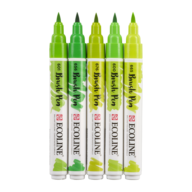 Brushpen Talens Ecoline set à 5 stuks groen