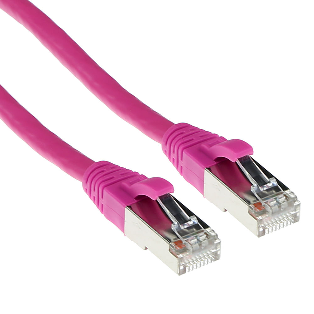 ACT Roze 1,00 meter SFTP CAT6A patchkabel snagless met RJ45 connectoren