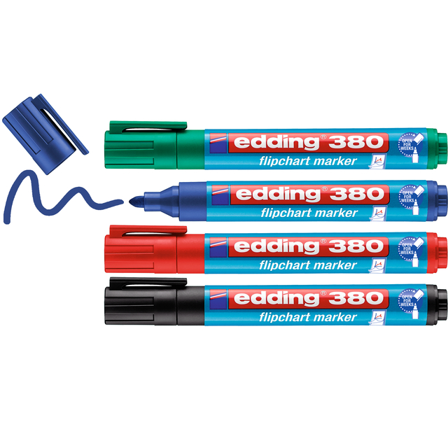 Viltstift edding 380 flipover rond 1.5-3mm assorti set à 4 stuks