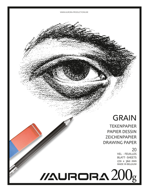 Tekenblok Aurora 27x36cm 20 vel 200 gram Grain papier Tekenblok Aurora 27x36cm 20 vel 200 gram Grain papier