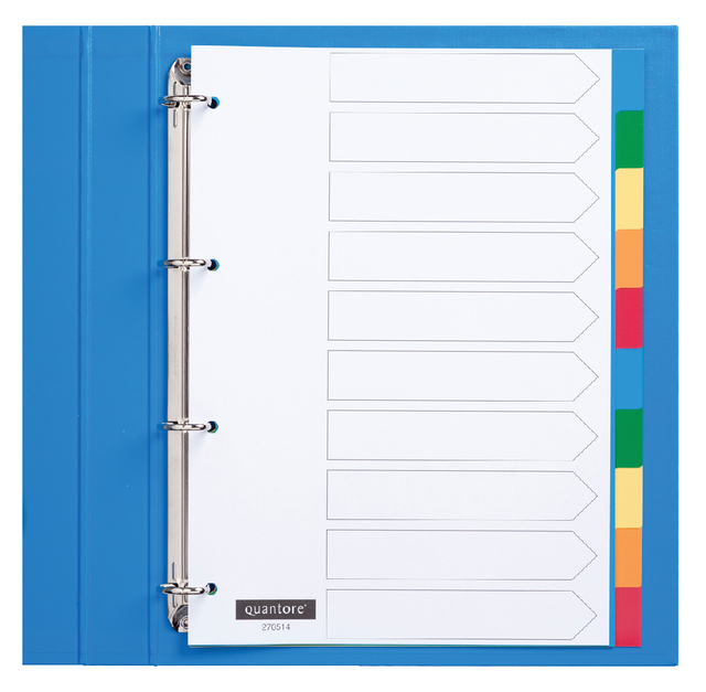 Tabbladen Quantore 4-gaats 10-delig assorti tabs PP Tabbladen Quantore 4-gaats 10-delig assorti tabs PP