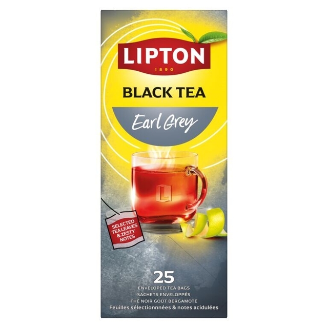 lipton, zwarte thee, earl grey, theezakjes, 25 zakjes