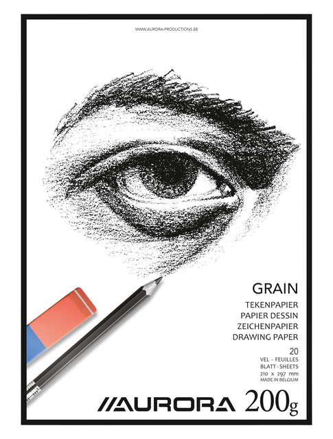 Tekenblok Aurora A4 20 vel 200 gram Grain papier Tekenblok Aurora A4 20 vel 200 gram Grain papier