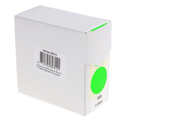 Etiket Rillprint 35mm 500st op rol fluor groen Etiket Rillprint 35mm 500st op rol fluor groen