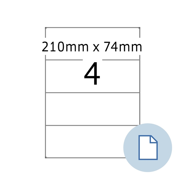 afmetingen, 210mm x 74mm, 4 lagen, velen, printblad
