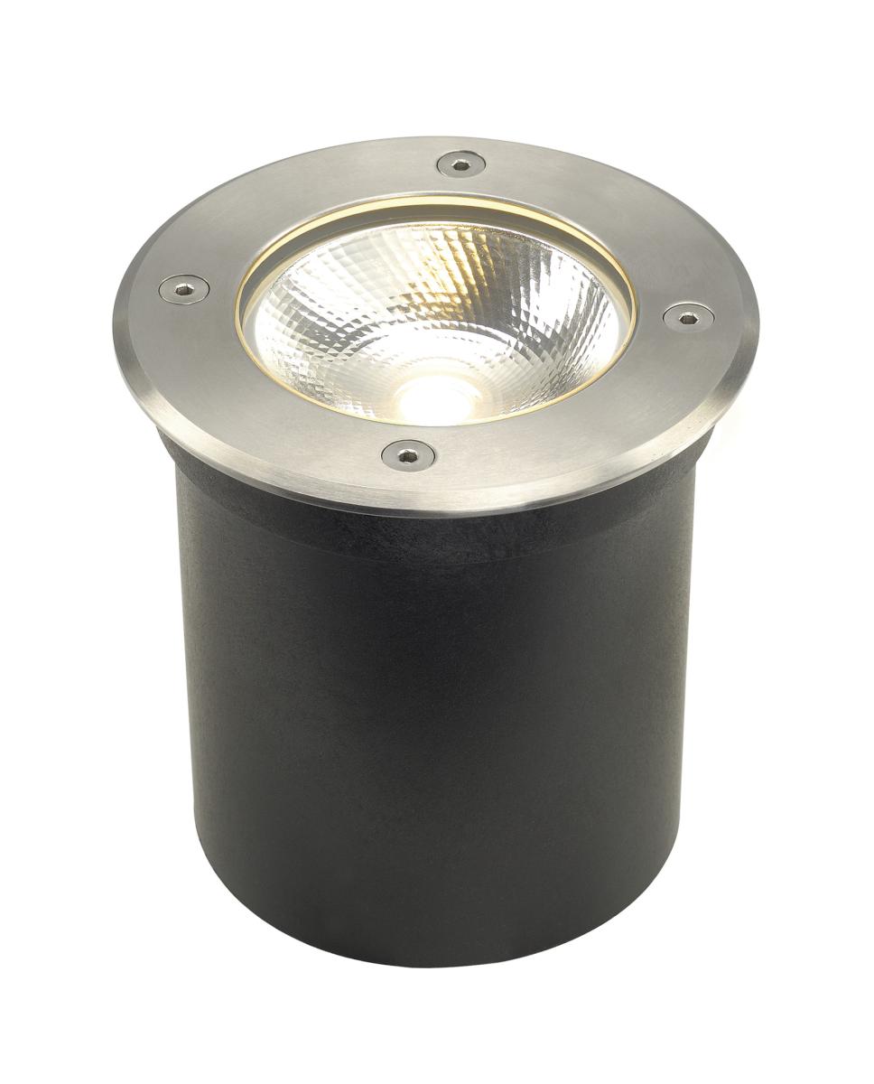 grondspot, inbouwspot, LED, roestvrijstalen ring, donkergroene/zwart body