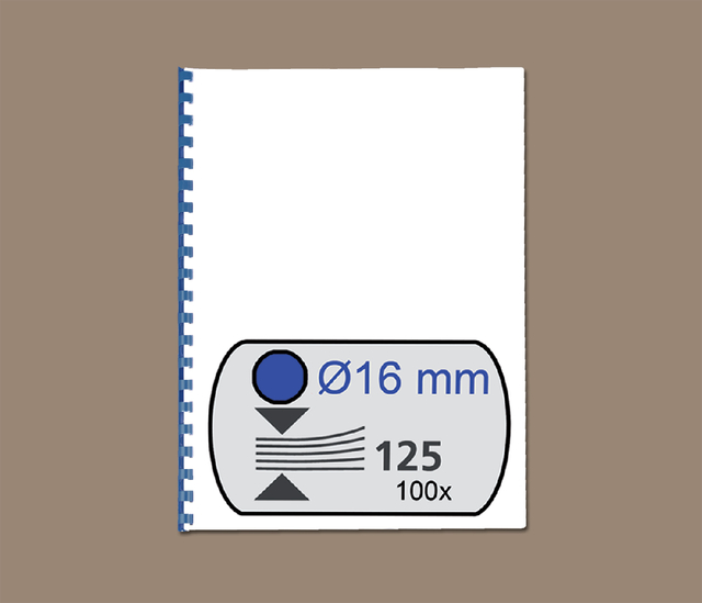 Bindrug Fellowes 16mm 21rings A4 blauw 100 stuks