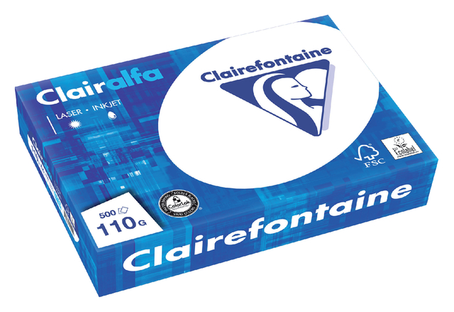 Kopieerpapier Clairefontaine Clairalfa A4 110gr wit 500 vel Kopieerpapier Clairefontaine Clairalfa A4 110gr wit 500 vel