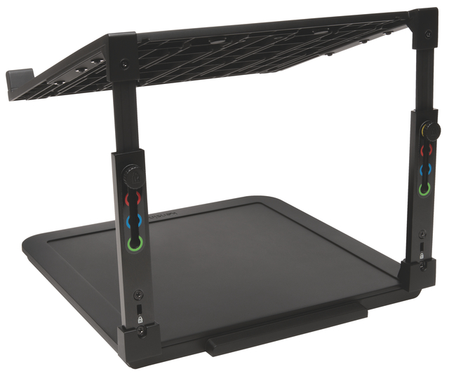 treadmill desk, standing desk, adjustable stand, black frame, platform base