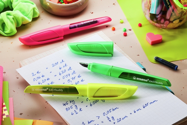 highlighters, neon green, pink highlighter, ballpoint pen, notebook notes