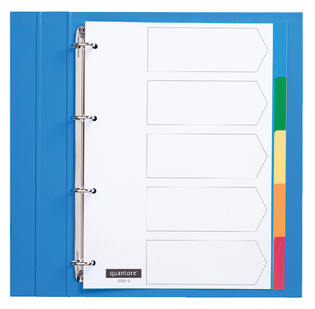 Tabbladen Quantore 4-gaats 5-delig assorti tabs PP Tabbladen Quantore 4-gaats 5-delig assorti tabs PP