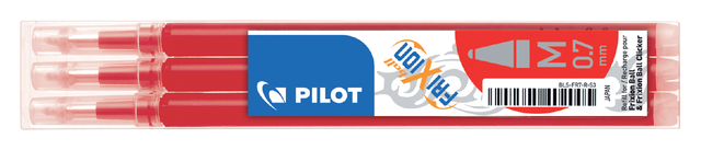 Rollerpenvulling PILOT friXion medium rood set à 3 stuks Rollerpenvulling PILOT friXion medium rood set à 3 stuks