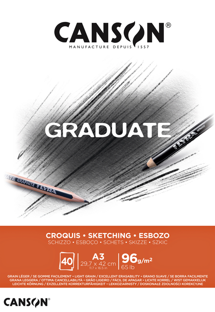 Schetsboek Canson Graduate Croquis A3 96gr 40 vel