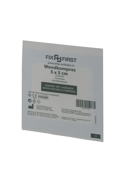 Gaascompressen FixFirst steriel 5x5cm Gaascompressen FixFirst steriel 5x5cm