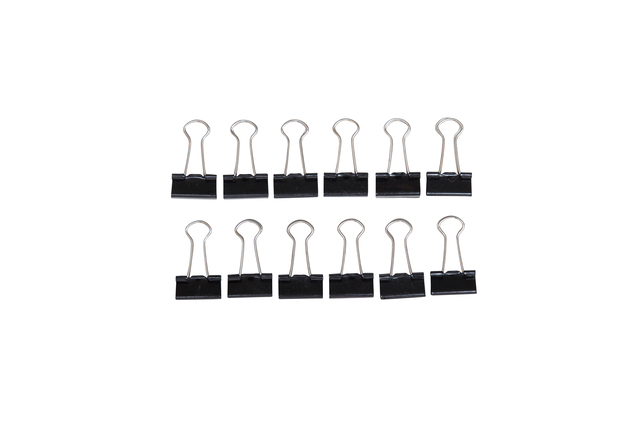 Papierklem MAUL 213 foldback 19mm zwart 12 stuks